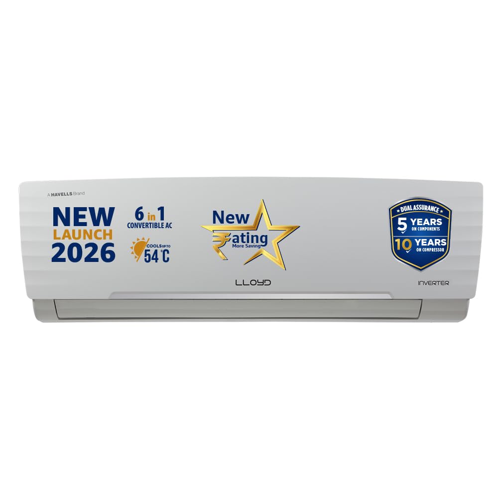 Lloyd 1.5 Ton 3 Star Inverter Split AC, 2026 - 6 in 1 Convertible