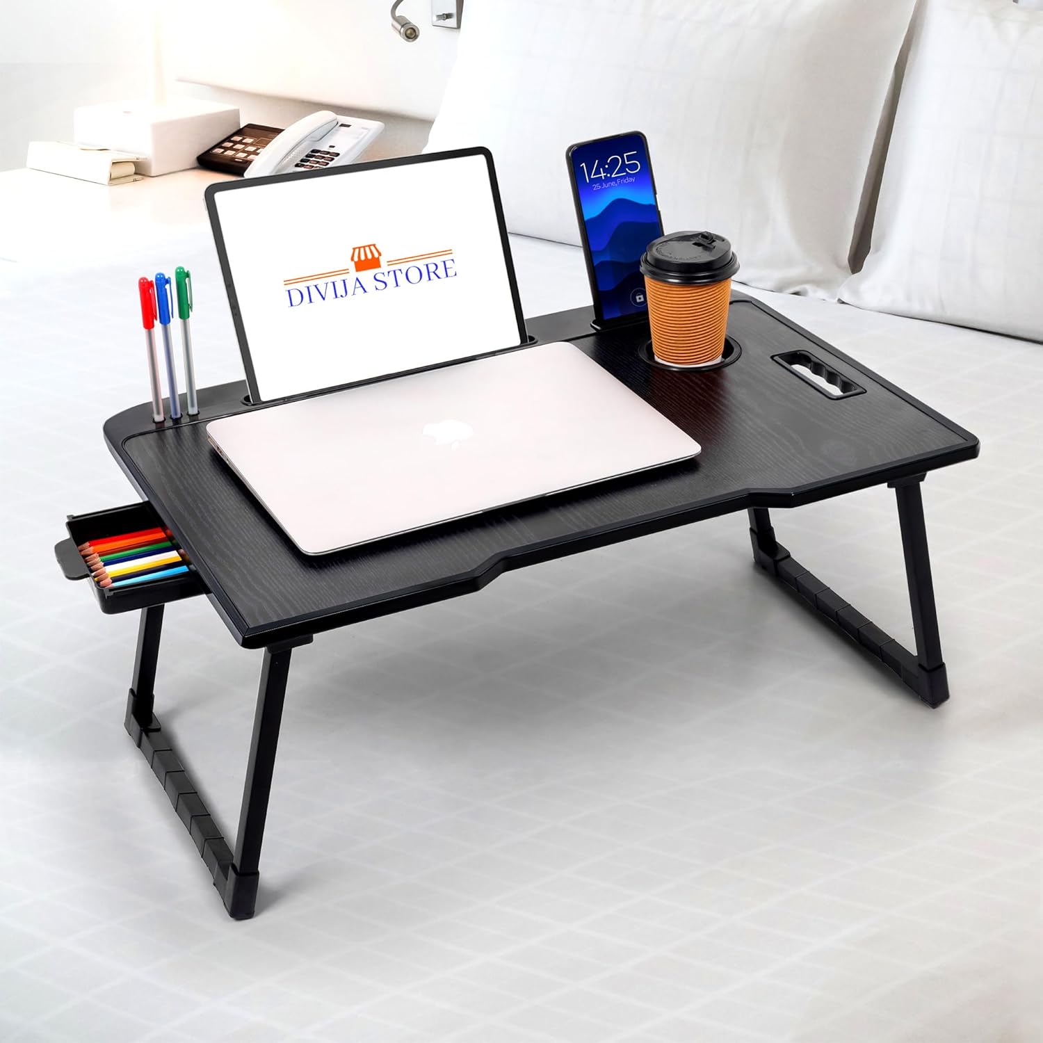 Multipurpose Foldable Laptop Table with Cup Holder