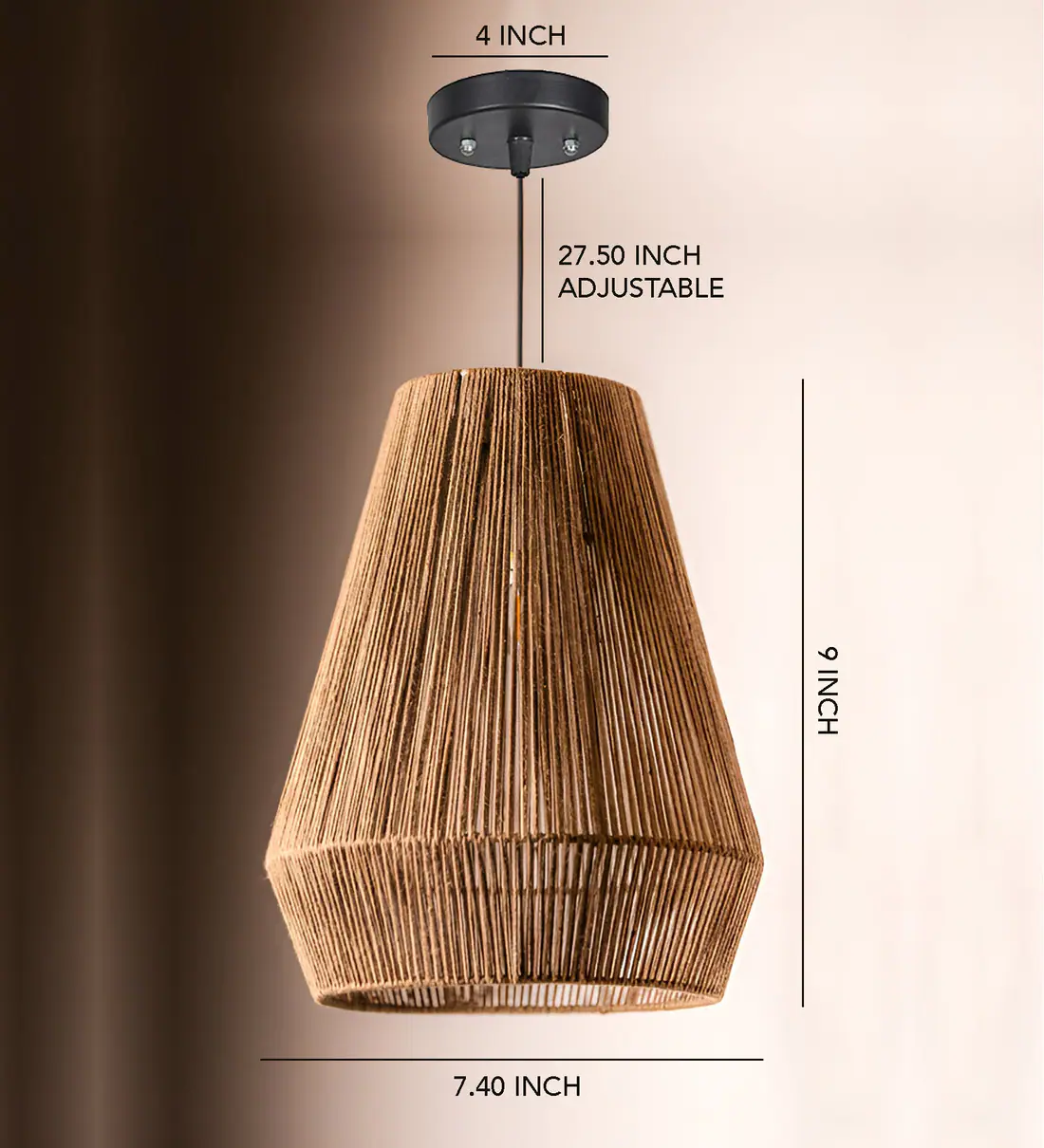 Conical Handmade Bamboo Pendant Hanging Light in Beige Colour 84% OFF